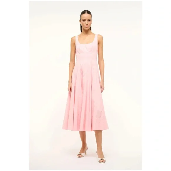 STAUD Wells Dress in Strawberry Cream - Picture 1 of 2